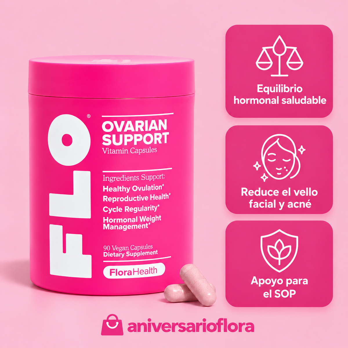 FLO Ovarian Support Cápsulas de Vitaminas
